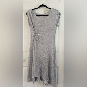 Max Studio Black and White Striped Midi Dress Large